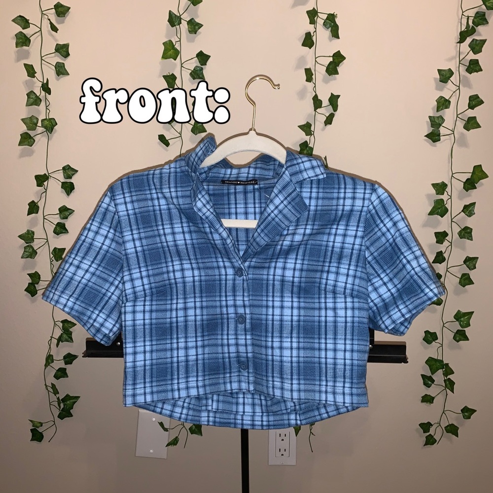 Brandy Melville Blue Plaid Vivian Top